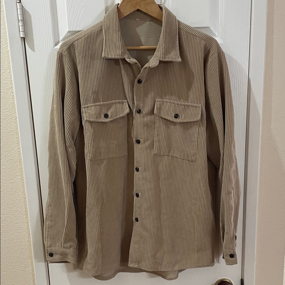Tan Corduroy Button-Up (Men's L)